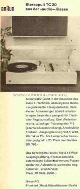 Stereo-Steuergerät TC20; Braun; Frankfurt (ID = 842517) Radio