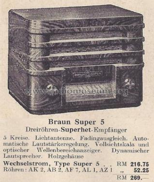Super 5W; Braun; Frankfurt (ID = 1400959) Radio