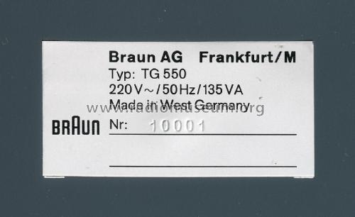 TG550; Braun; Frankfurt (ID = 2275018) Sonido-V