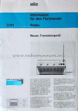UKW-Transistor T 52; Braun; Frankfurt (ID = 2634215) Radio