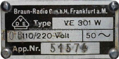 Volksempfänger VE301W; Braun; Frankfurt (ID = 1311843) Radio