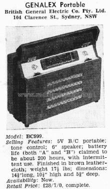 BC999; Genalex, BGE brand, (ID = 2116677) Radio