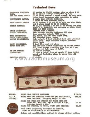 CA-2 Control Amplifier ; Brociner Electronics (ID = 579924) Ampl/Mixer