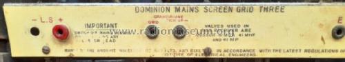 Dominion Mains Screen Grid Three ; Brownie, J.W.B. (ID = 2643327) Radio