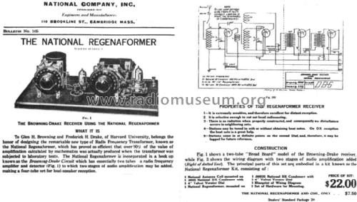 National Regenaformer 2-Tube Kit; Browning-Drake Corp. (ID = 1976449) Radio