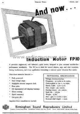 Induction Motor FP10; BSR Monarch; Great (ID = 3003737) Misc