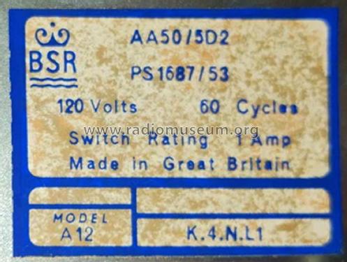 Minichanger A12 AA50/5D2; BSR Brand, (ID = 2961208) Enrég.-R