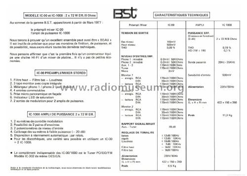 Solid State Stereo Amplifier IC 1000; BST, Bisset Groupe (ID = 1882621) Verst/Mix