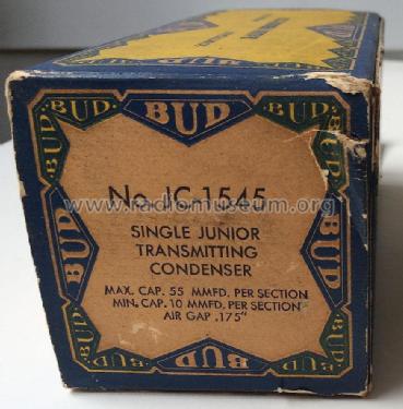 Single Junior Transmitting Condenser JC-1545; Bud Radio Inc.; (ID = 1771458) Radio part