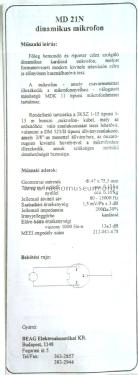 Dynamic Studio Mikrofon MD-21N; Budapesti (ID = 1714407) Microphone/PU