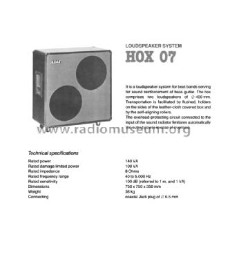 Hi-Fi Box HOX-07; BEAG - Budapesti (ID = 1615192) Speaker-P