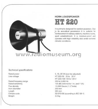 Kültéri Hangszóró - External Loudspeaker HT-220-101; BEAG - Budapesti (ID = 1615250) Lautspr.-K