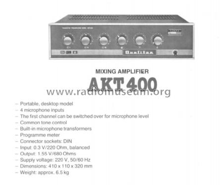 Mixer Amplifier AKT-400; BEAG - Budapesti (ID = 1615831) Ampl/Mixer
