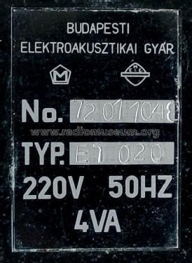 Power Supply ET 020; BEAG - Budapesti (ID = 2654226) Aliment.