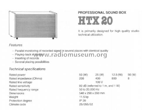 Professional Sound Box HTX-20; BEAG - Budapesti (ID = 1615303) Speaker-P