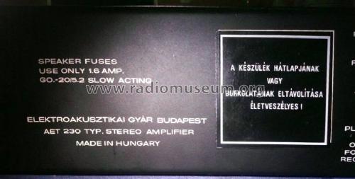 Qualiton Transistor Amplifier AET-230; BEAG - Budapesti (ID = 1724421) Ampl/Mixer