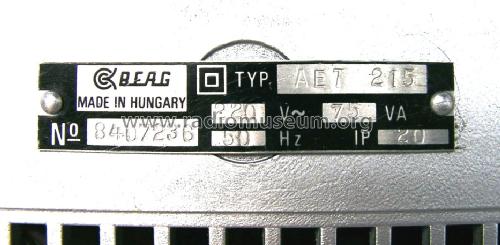 Stereo Amplifier AET 215; BEAG - Budapesti (ID = 1111009) Ampl/Mixer
