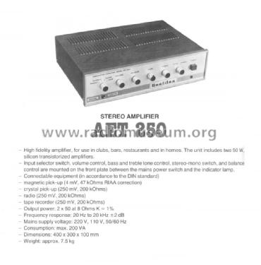 Stereo Amplifier AET-250; BEAG - Budapesti (ID = 1615847) Ampl/Mixer