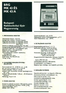 Stereo Automat MK43; Budapesti (ID = 2202890) Enrég.-R