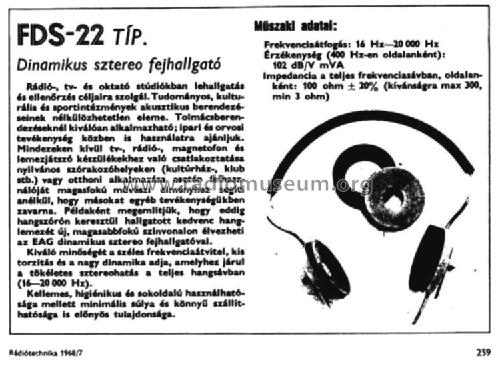 Stereo Headphones FDS22-50; BEAG - Budapesti (ID = 2705974) Altavoz-Au