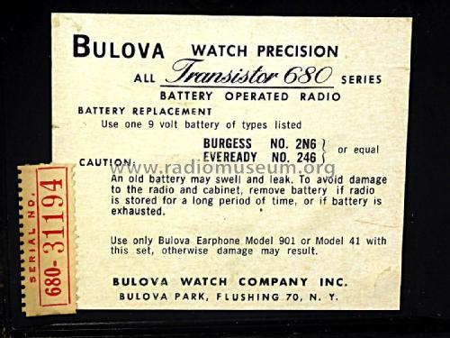 680 ; Bulova Watch Corp.; (ID = 2197840) Radio