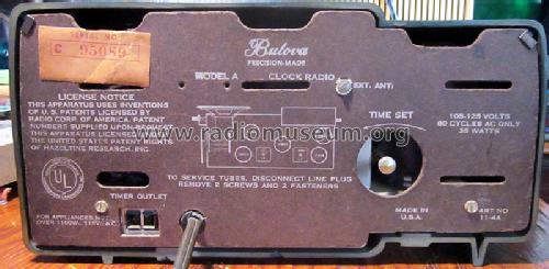 Clock Radio Model A ; Bulova Watch Corp.; (ID = 1490929) Radio