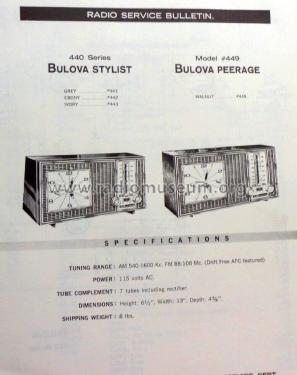 Peerage 449; Bulova Watch Corp.; (ID = 2831418) Radio