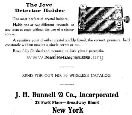 Jove Crystal Detector Holder List No. 8854; Bunnell & Co., J.H.; (ID = 1785095) Radio part