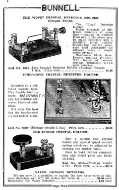 Jove Crystal Detector Holder List No. 8854; Bunnell & Co., J.H.; (ID = 992679) Radio part