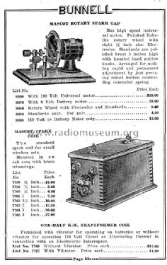 Mascot Rotary Spark Gap List No. 8800; Bunnell & Co., J.H.; (ID = 992695) Amateur-D