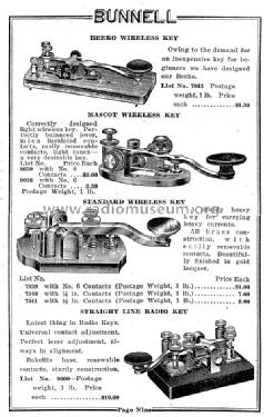 Straight Line Radio Key List No. 9000; Bunnell & Co., J.H.; (ID = 992690) Morse+TTY