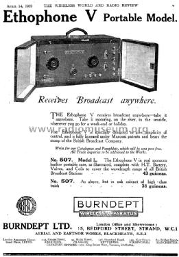 Ethophone V No. 507 Model L; Burndept Ltd. London (ID = 1072841) Radio