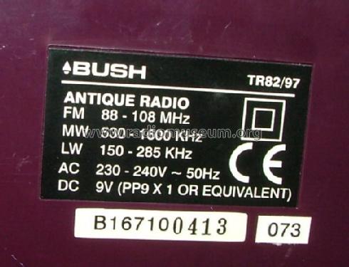 Antique Radio TR82 / 97; Bush Australia Pty. (ID = 692702) Radio