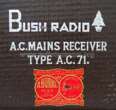 All-Wave Superhet AC71; Bush Radio; London (ID = 1508563) Radio