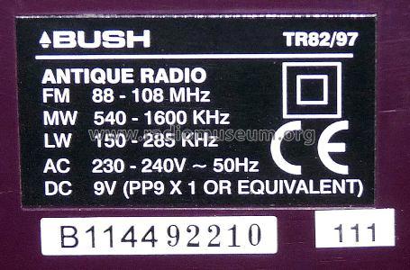 Antique Radio TR82/97; Bush Radio; London (ID = 682001) Radio