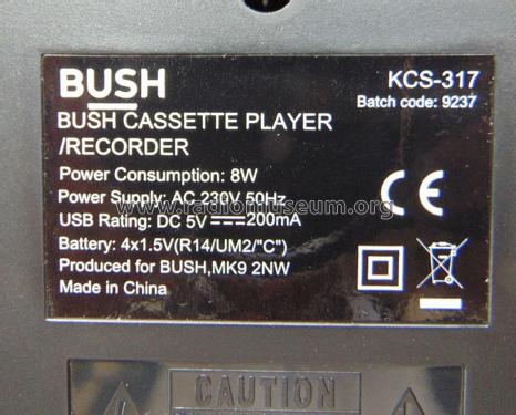 Cassette Recorder KCS-317; Bush Radio; London (ID = 2721837) R-Player