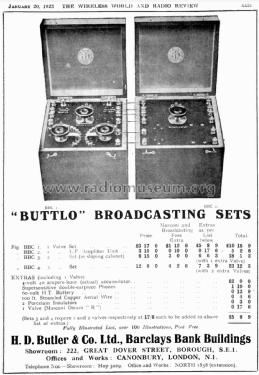 Buttlo 1-Valve Receiver BBC 1; Butler & Co. Ltd., H (ID = 2505491) Radio