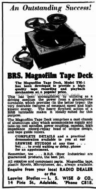 Magnofilm Tape Deck TM-1; Byer Industries Pty. (ID = 2441071) Reg-Riprod