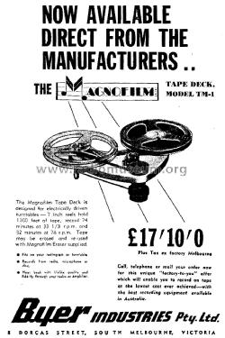 Magnofilm Tape Deck TM-1; Byer Industries Pty. (ID = 2441072) Reg-Riprod