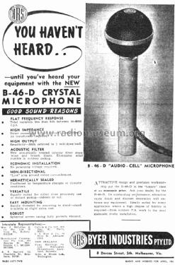 Microphone B-46-D; Byer Industries Pty. (ID = 2400398) Micrófono/PU