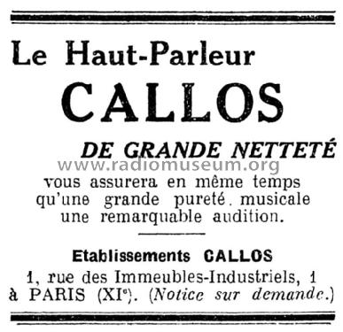 Haut-parleur Callos ; Callos; Paris (ID = 2097216) Speaker-P