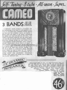 Cameo 8CO Cat. No. 1187-B; Cameradio Co.; (ID = 1788522) Radio