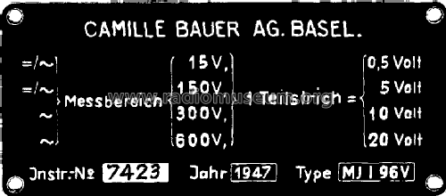 Voltmeter MJ-I96V; Camille Bauer, (ID = 1245439) Equipment