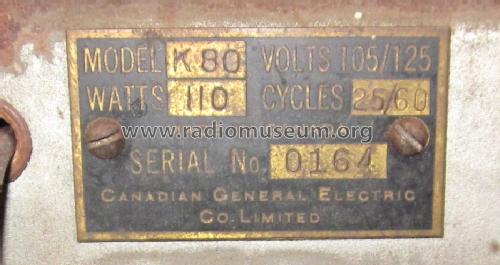 K80; Canadian General (ID = 1418950) Radio