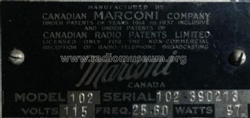 102; Canadian Marconi Co. (ID = 1809839) Radio