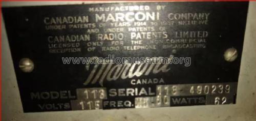 113 ; Canadian Marconi Co. (ID = 2707538) Radio