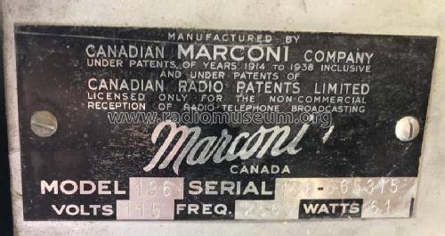 136 ; Canadian Marconi Co. (ID = 2668063) Radio