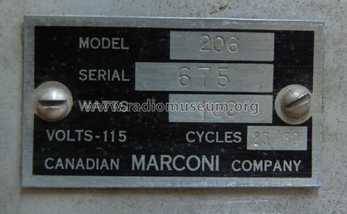 206 ; Canadian Marconi Co. (ID = 2328899) Radio