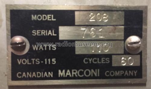 208 ; Canadian Marconi Co. (ID = 2084102) Radio