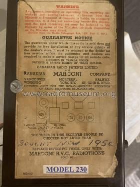 230 ; Canadian Marconi Co. (ID = 3170838) Radio
